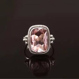 Elegant Silver and Pink Gemstone Ring